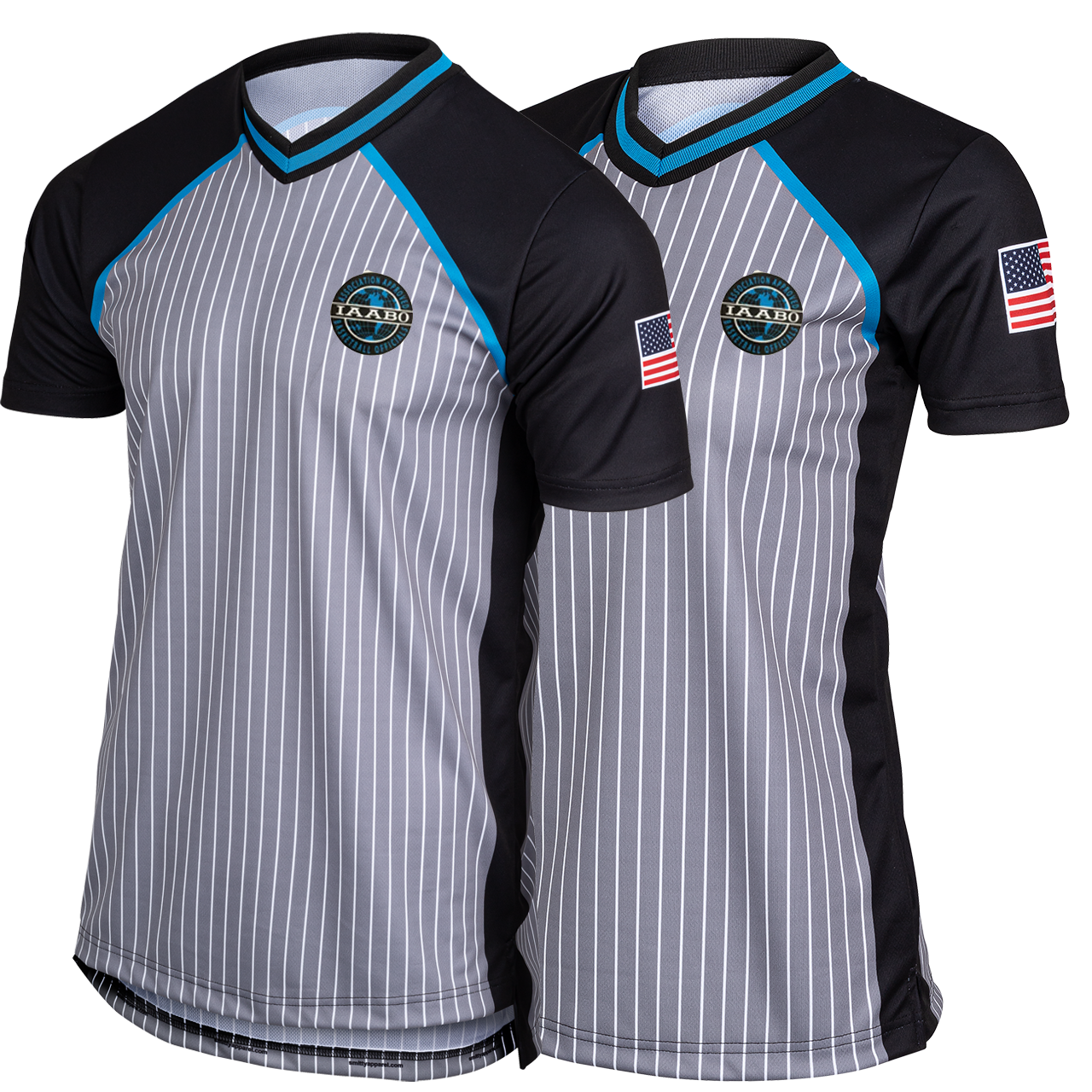 IAABO Board 4 Logo Dye Sublimated Women's Grey w/Black Raglan Like Sleeves