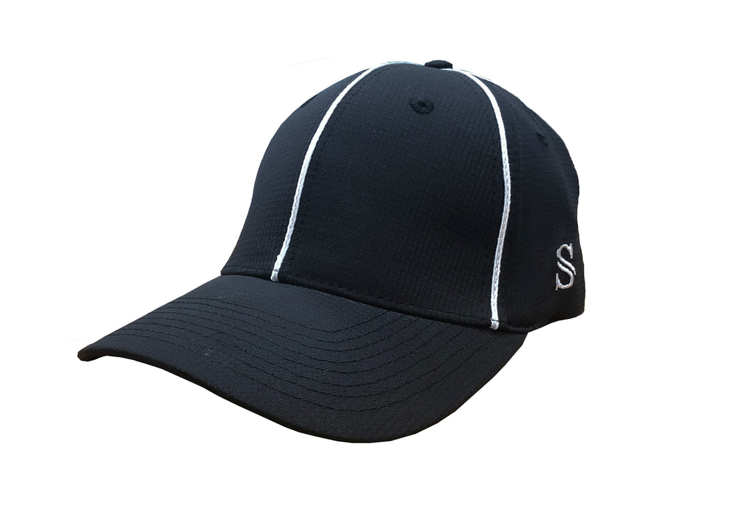 Smitty - Performance Referee Flex Fit Hat - Black with White Piping