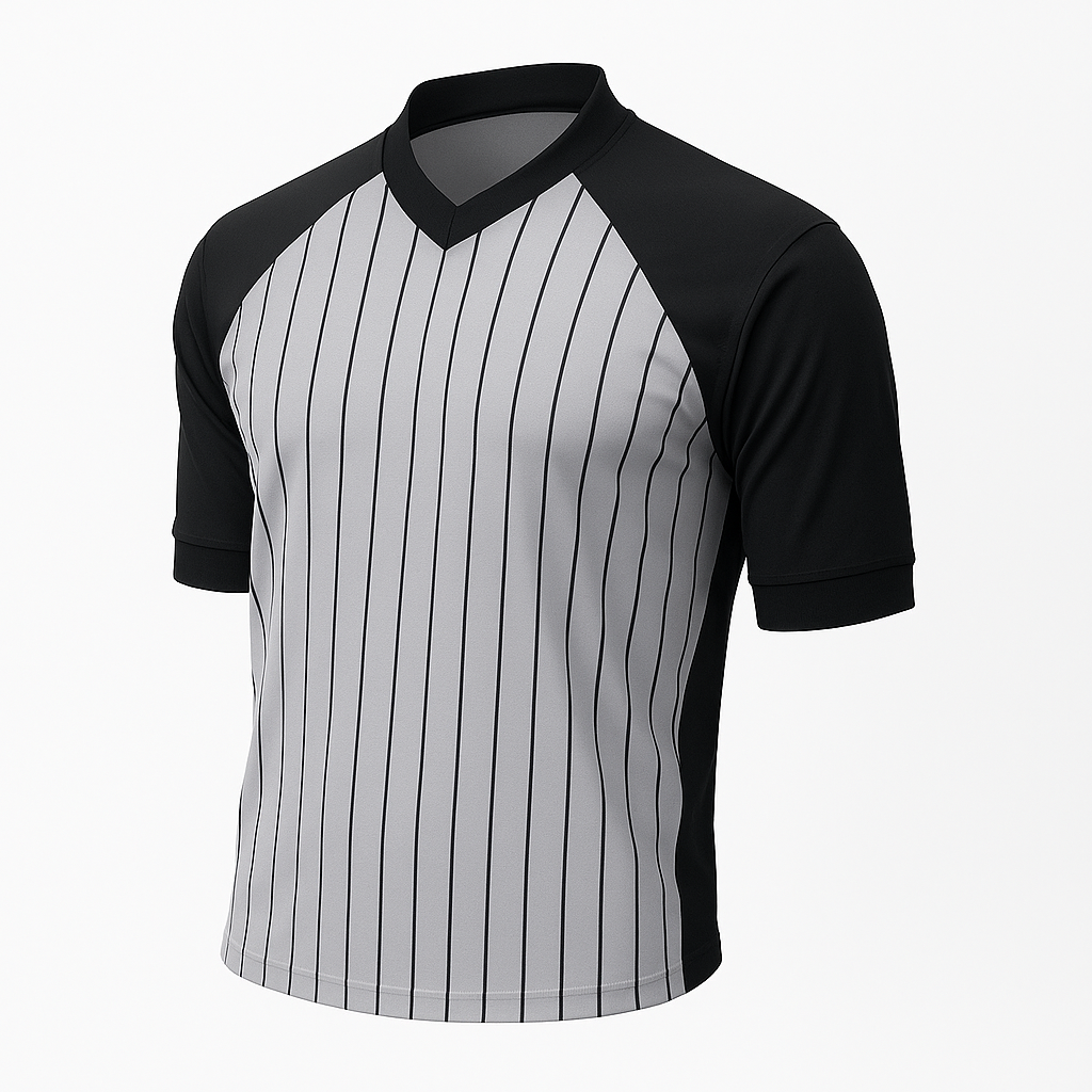 Grey Pin Stripe with Solid Black Sleeves