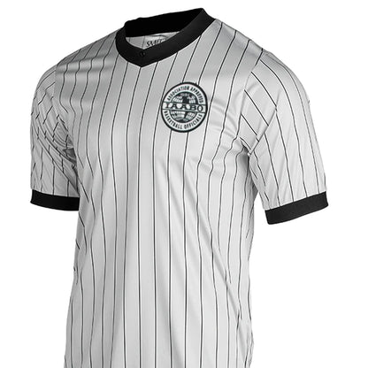 IAABO Logo Dye Sublimated Women's Grey Pin Stripe Referee Shirt w/ Flag Options