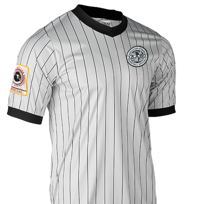 Maryland IAABO Logo Dye Sublimated Men's Grey w/Pin Stripe Referee Shirt