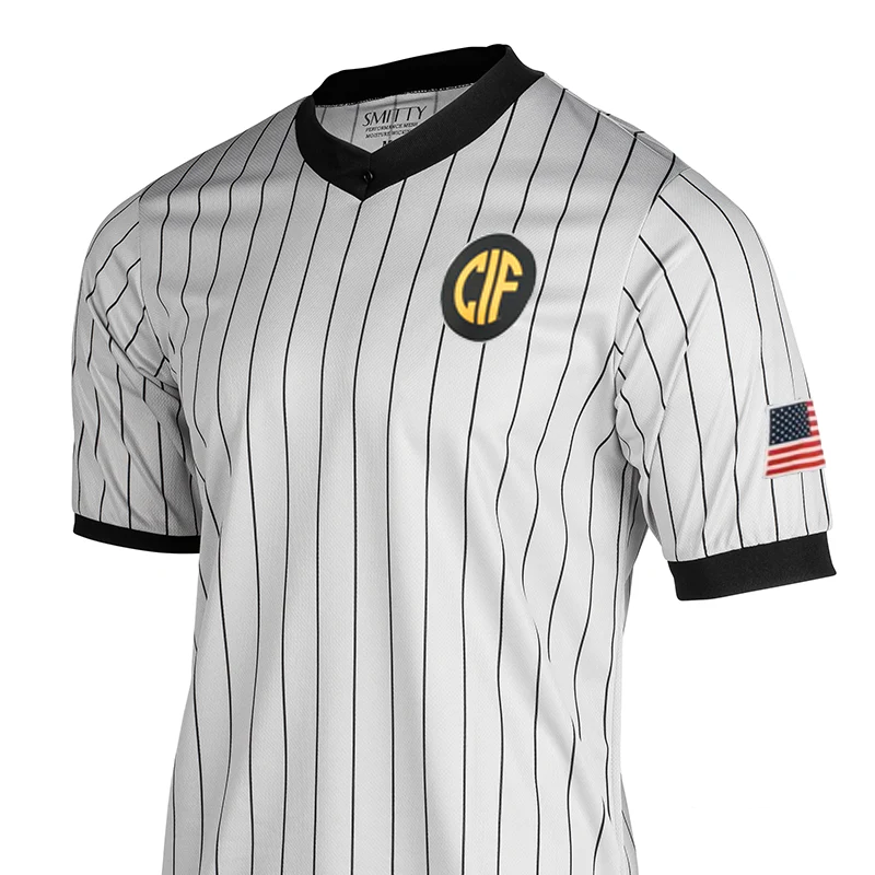California CIF Logo Dye Sublimated Men's Grey w/Pinstripe Wrestling Shirts