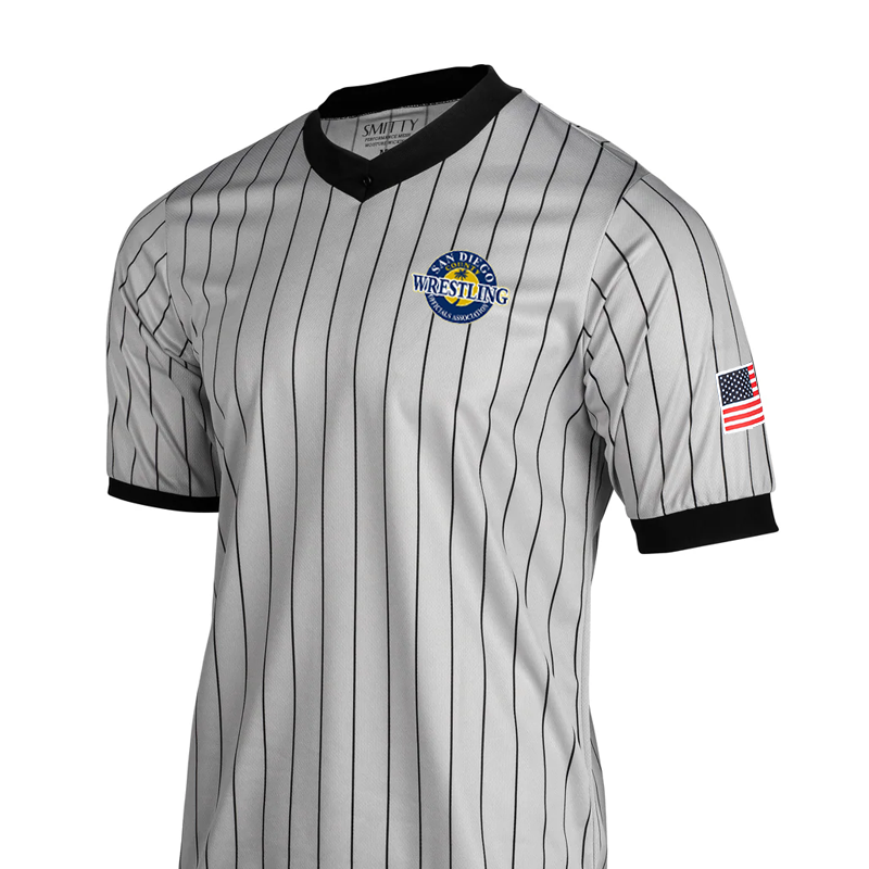 San Diego Wrestling Grey Pin Stripe V-Neck