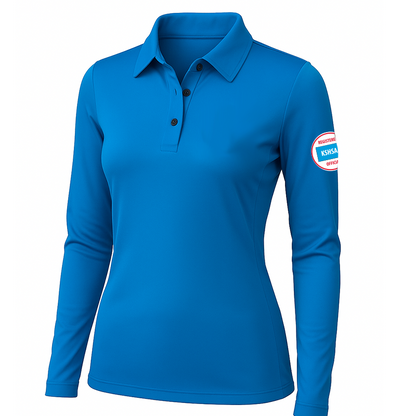 Kansas Logo Long Sleeve Blue Volleyball Shirt