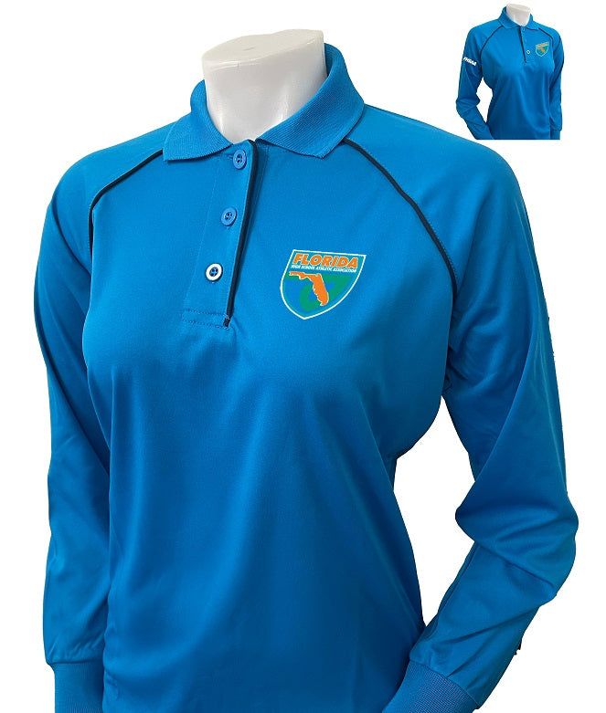 VBS403FL - FHSAA Bright Blue Women's Long Sleeve Polo Shirt