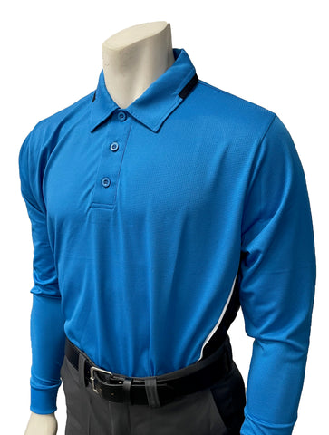 BBS347 - Men's "BODY FLEX" Smitty "NCAA SOFTBALL" Style Long Sleeve Umpire Shirts - Available in Midnight Navy/Bright Blue or Bright Blue/Midnight Navy