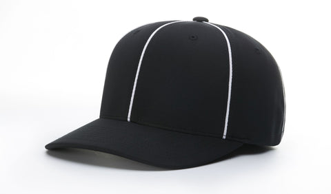 HT485 - Richardson Pulse R-ACTIVE Flex Fit Hat - Black with White Piping