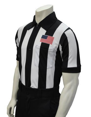 USA109-607 "BODY FLEX"  - Smitty "Made in USA" -  Football Short Sleeve Shirt w/ Flag Above Pocket