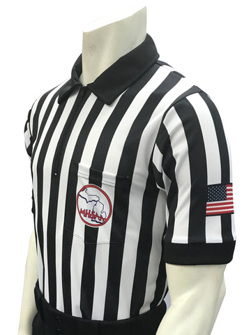 SCFOA Smitty Made in USA Mens 2 1/4 Black and White Striped Football  Referee Shirt-Short Sleeve