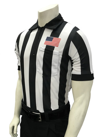 USA117-607 - Smitty "Made in USA" - "BODY FLEX" Football Short Sleeve Shirt w/ Flag Over Pocket