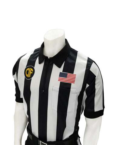 USA137CA-607 - Smitty "Made in USA" - "BODY FLEX" Dye Sub Football Short Sleeve Shirt w/ Flag over Pocket
