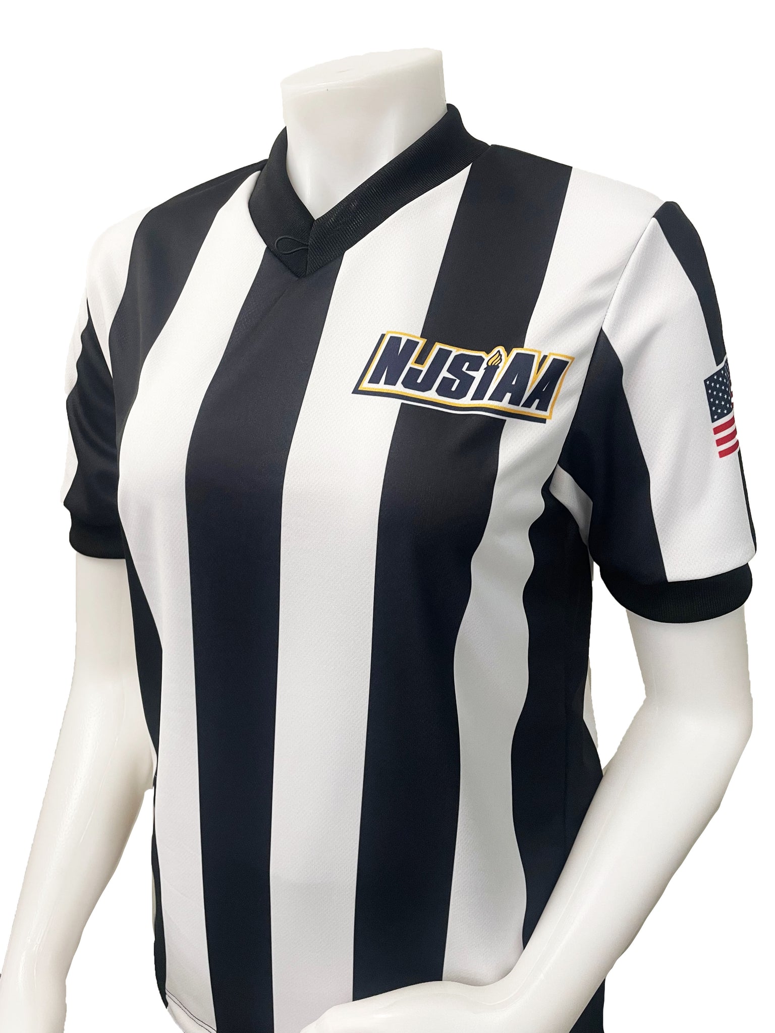 I239NJ-607 - Smitty "Made in USA" - IAABO - "BODY FLEX" NJSIAA Women's Basketball 2 1/4" Stripe Short Sleeve Shirt