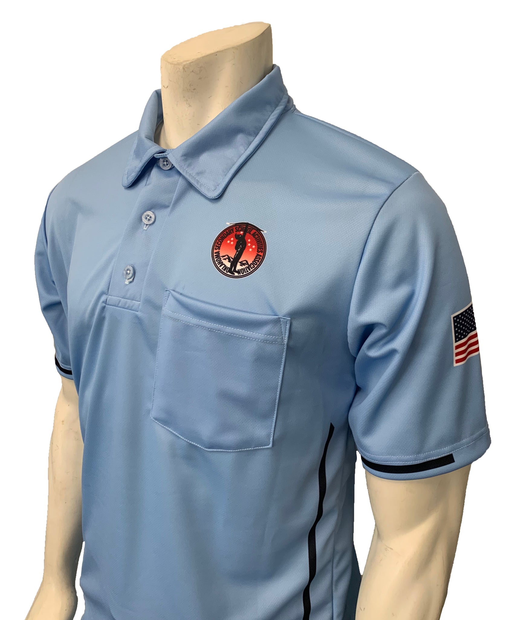 USA310OK-CB - Smitty "Made in USA" - "OSSAA" Short Sleeve Carolina Blue Softball Umpire Shirt